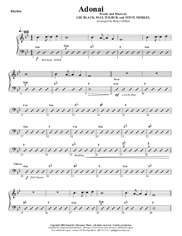 Adonai Rhythm Chart (G3 Worship)