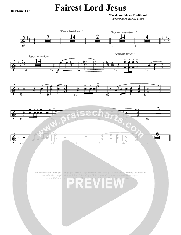 Fairest Lord Jesus Baritone TC (G3 Worship)