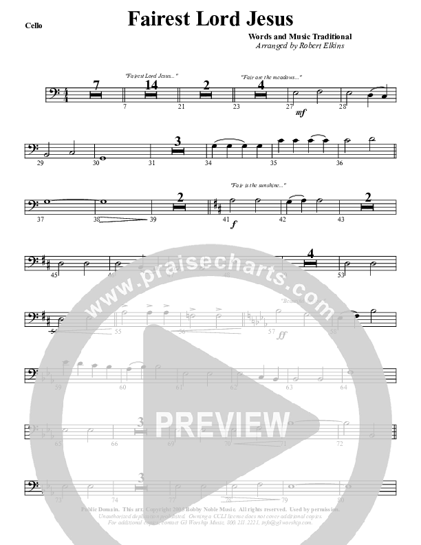 Fairest Lord Jesus Cello (G3 Worship)