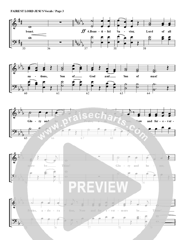 Fairest Lord Jesus Choir Sheet (G3 Worship)