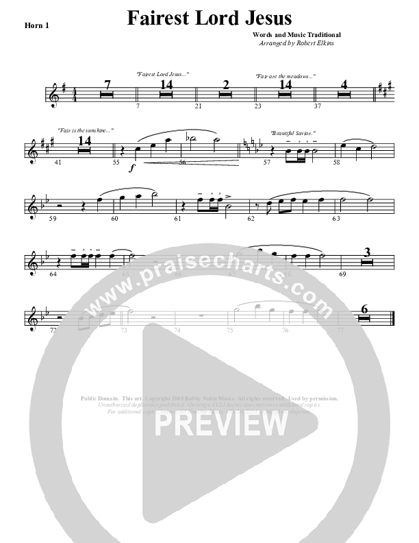 Fairest Lord Jesus French Horn 1 (G3 Worship)
