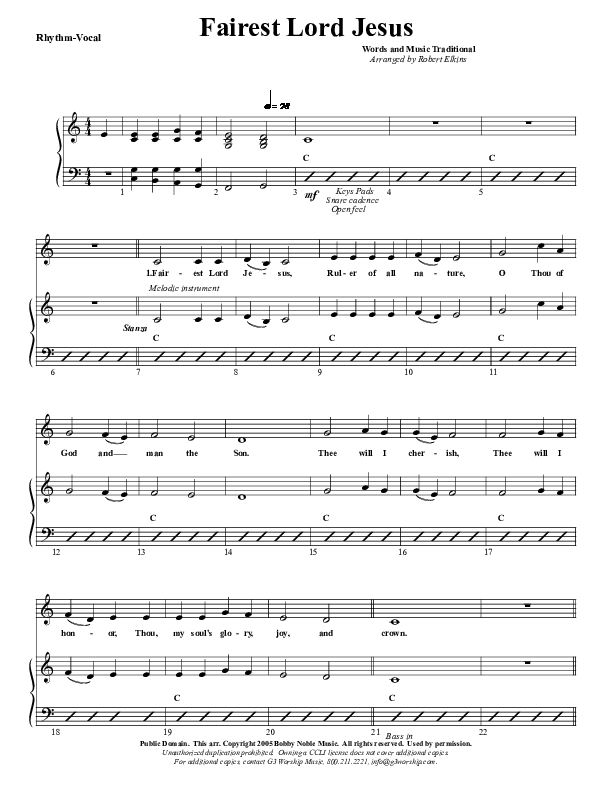 Fairest Lord Jesus Rhythm/Vocal (G3 Worship)