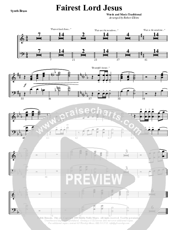 Fairest Lord Jesus Synth Brass (G3 Worship)