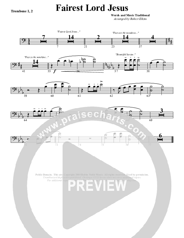 Fairest Lord Jesus Trombone 1/2 (G3 Worship)
