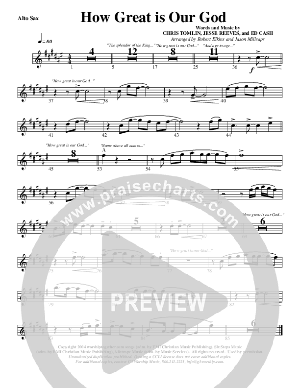 How Great Is Our God Alto Sax (G3 Worship)
