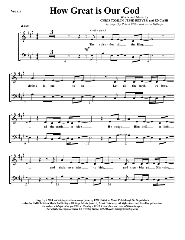 How Great Is Our God Choir Sheet (G3 Worship)