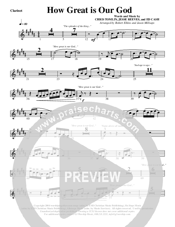 How Great Is Our God Clarinet (G3 Worship)