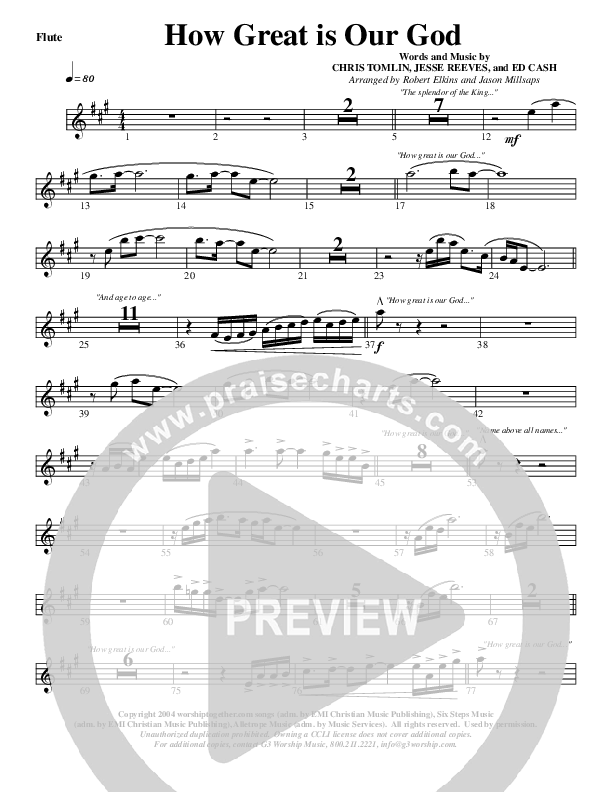 How Great Is Our God Flute (G3 Worship)