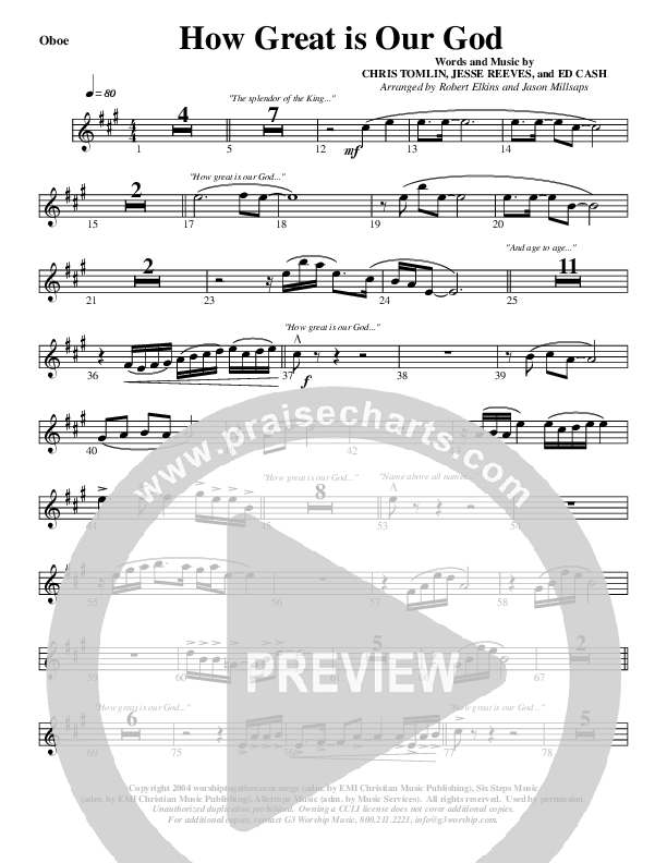 How Great Is Our God Oboe (G3 Worship)