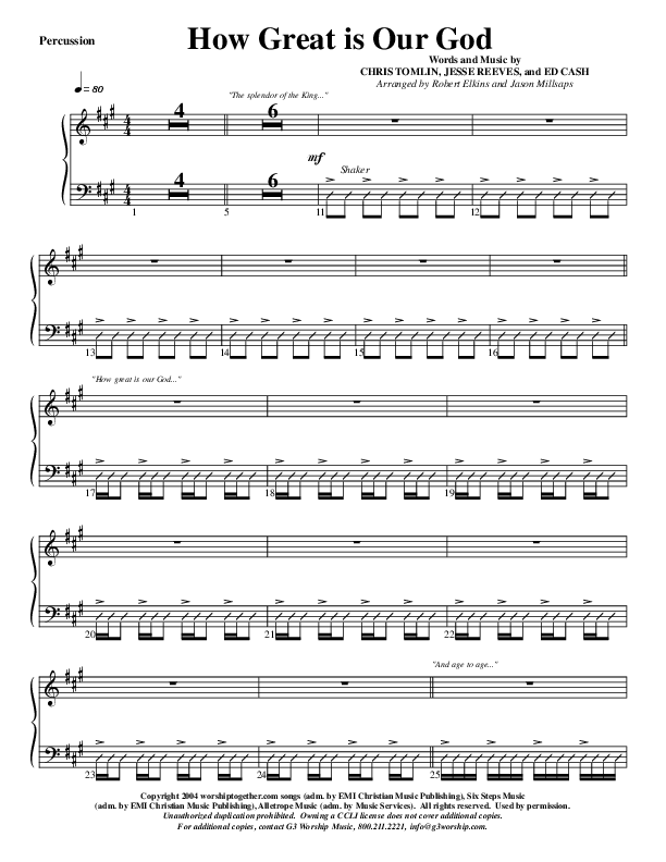 How Great Is Our God Percussion (G3 Worship)