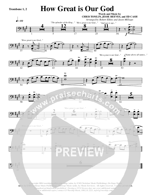 How Great Is Our God Trombone 1/2 (G3 Worship)