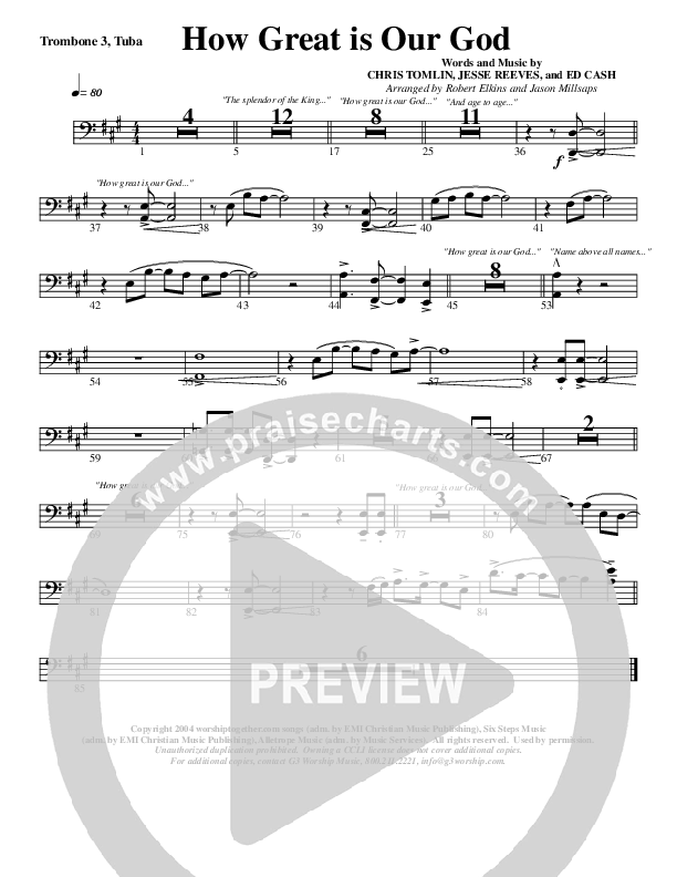 How Great Is Our God Trombone 3/Tuba (G3 Worship)