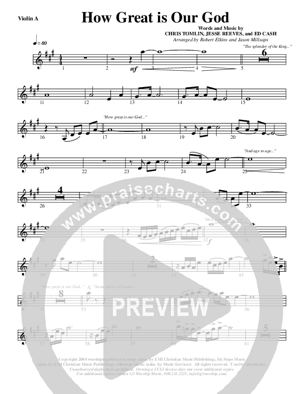 How Great Is Our God Violin 1 (G3 Worship)