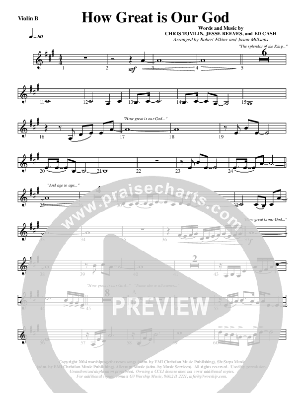 How Great Is Our God Violin 2 (G3 Worship)