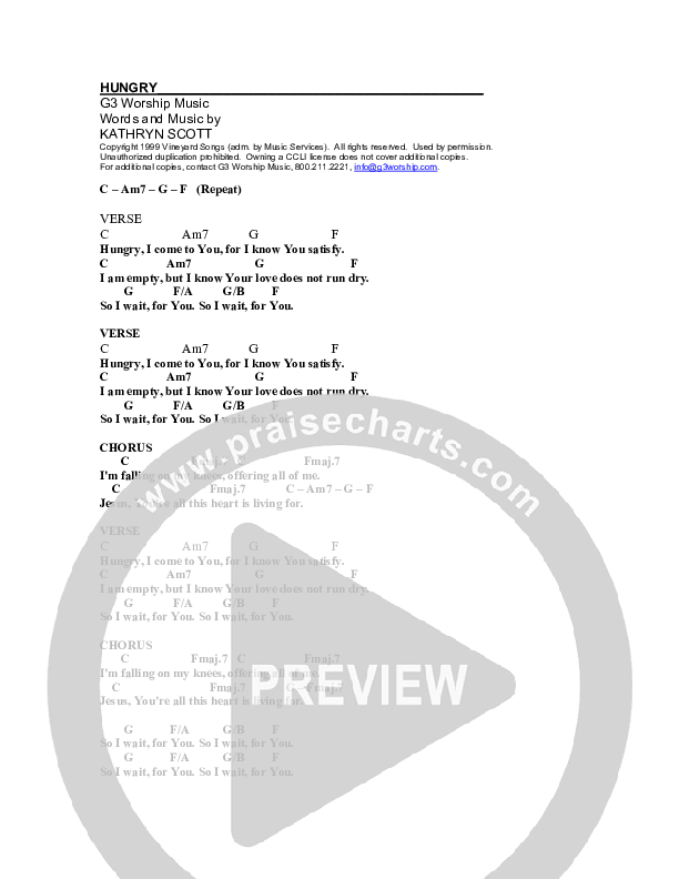 Hungry Chord Chart (G3 Worship)