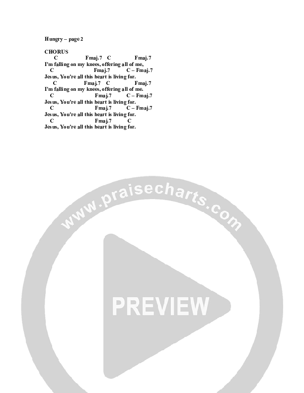 Hungry Chord Chart (G3 Worship)