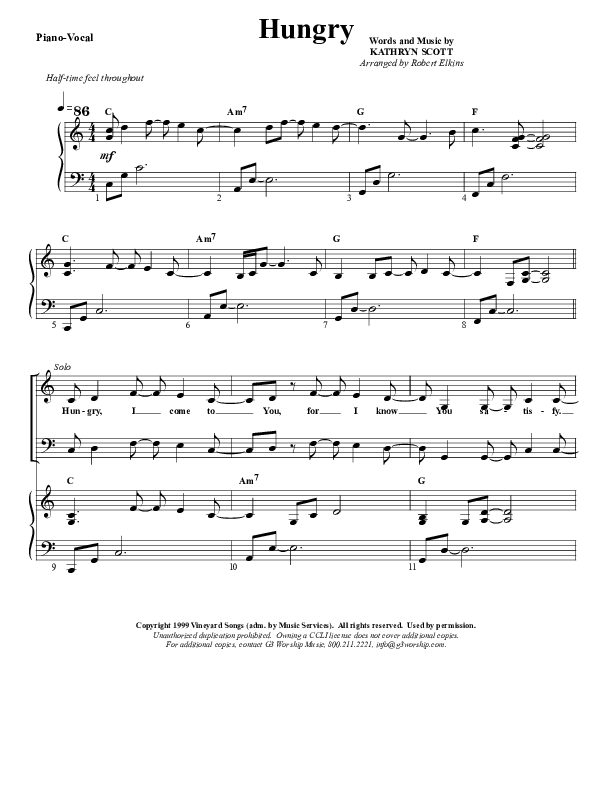 Hungry Piano/Vocal & Lead (G3 Worship)