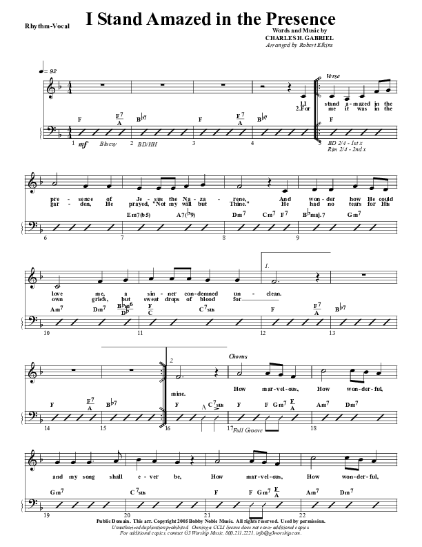 I Stand Amazed Rhythm Chart (G3 Worship)