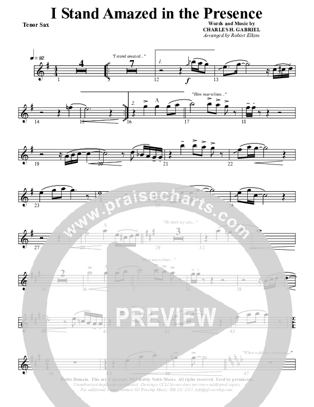 I Stand Amazed Tenor Sax 2 (G3 Worship)