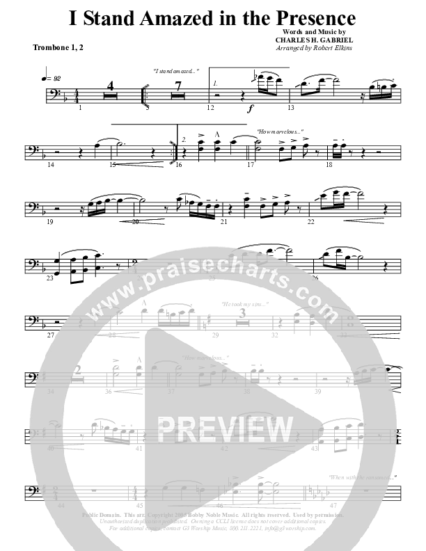 I Stand Amazed Trombone 1/2 (G3 Worship)