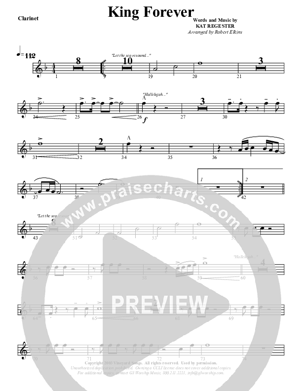 King Forever Clarinet (G3 Worship)