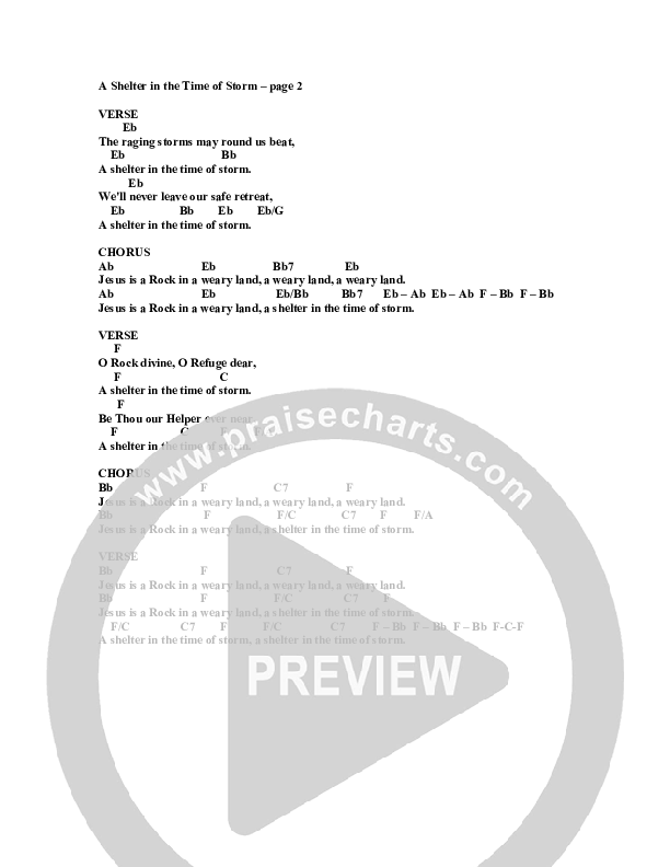 Shelter In The Time Of Storm Chords PDF (G3 Worship) PraiseCharts