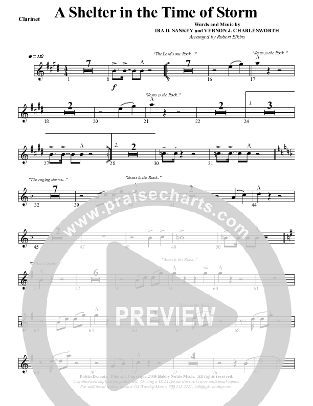 Shelter In The Time Of Storm Clarinet (G3 Worship)