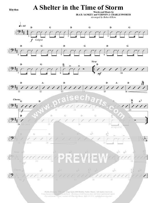 Shelter In The Time Of Storm Rhythm Chart (G3 Worship)