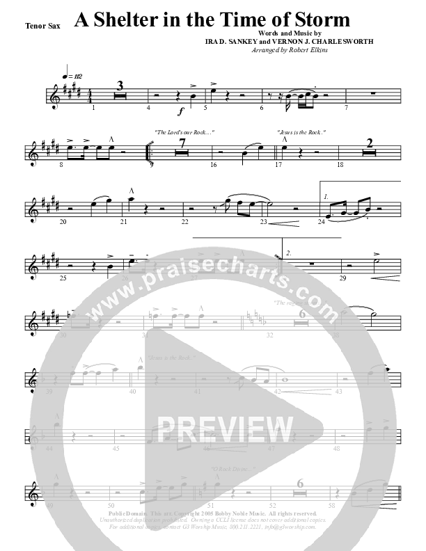 Shelter In The Time Of Storm Tenor Sax 2 (G3 Worship)
