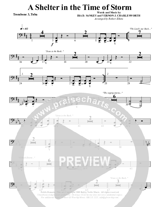 Shelter In The Time Of Storm Trombone 3/Tuba (G3 Worship)