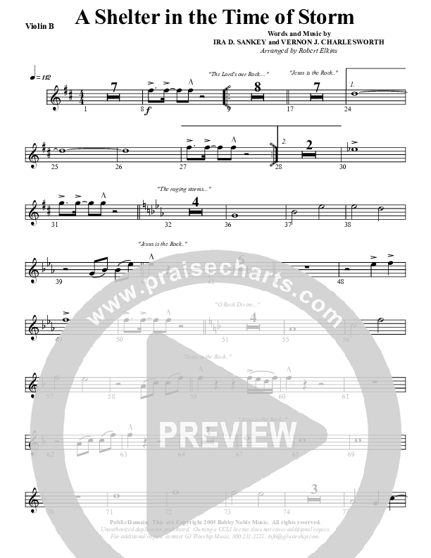 Shelter In The Time Of Storm Violin 2 (G3 Worship)