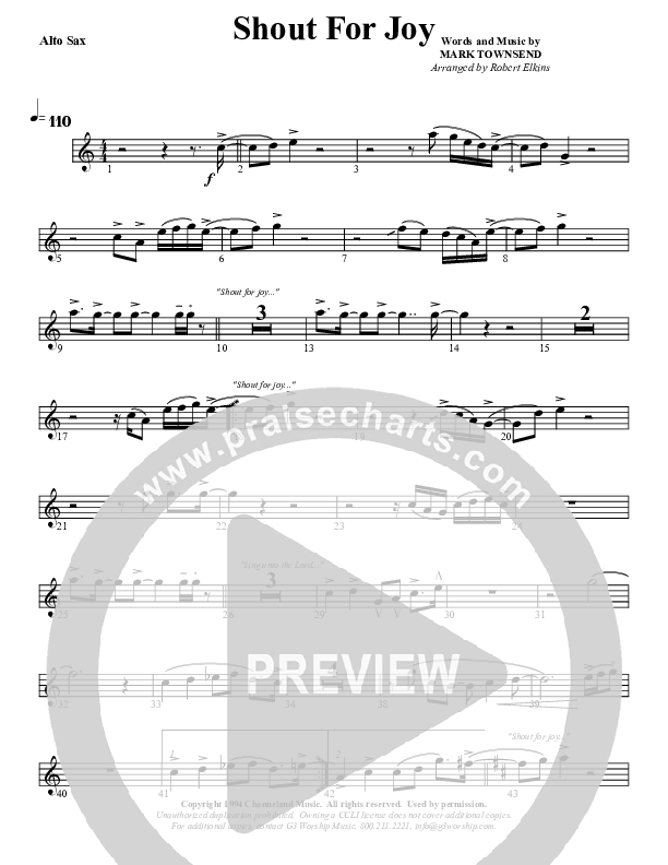 Shout For Joy Alto Sax (G3 Worship)