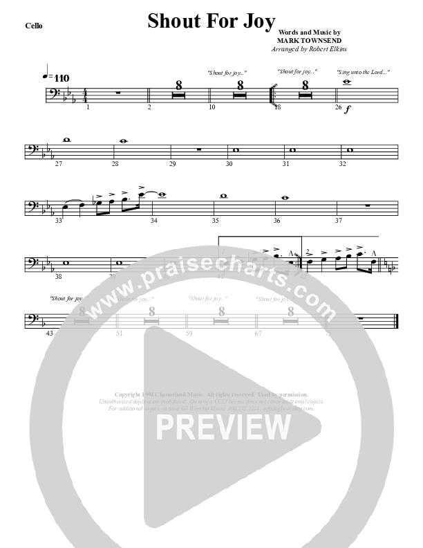 Shout For Joy Cello (G3 Worship)