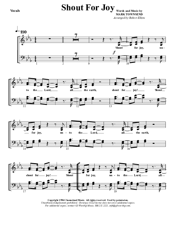 Shout For Joy Choir Sheet (G3 Worship)