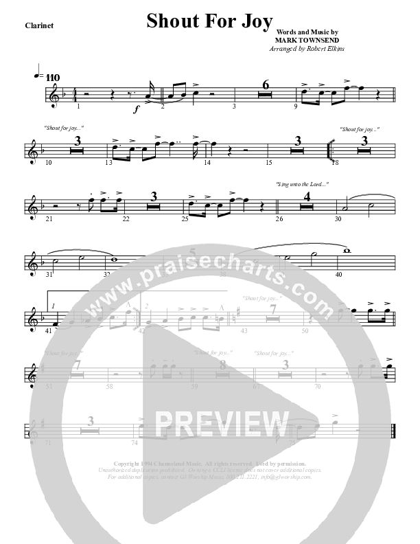Shout For Joy Clarinet (G3 Worship)