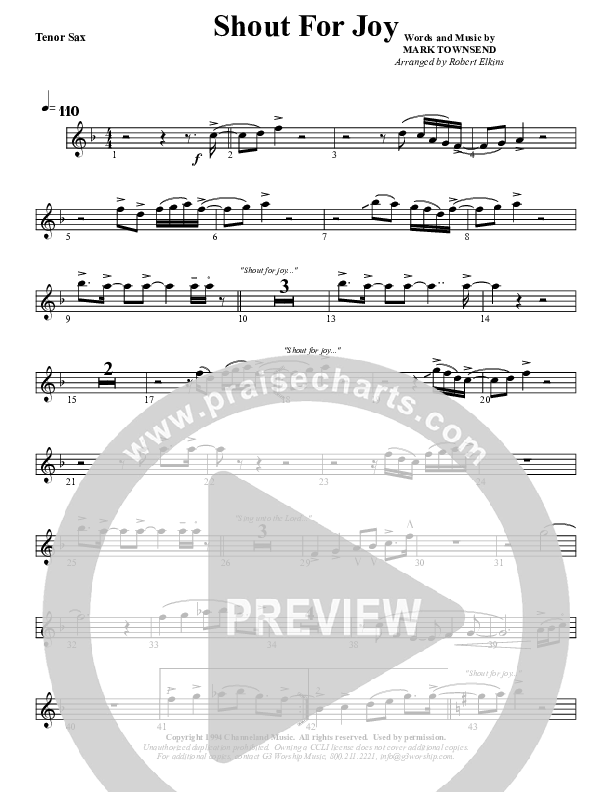 Shout For Joy Tenor Sax 2 (G3 Worship)