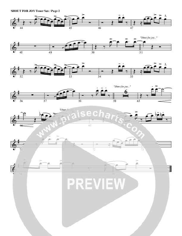 Shout For Joy Tenor Sax 2 (G3 Worship)