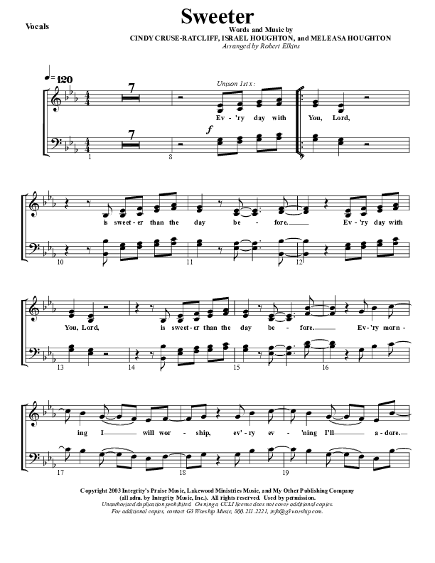 Sweeter Choir Sheet (G3 Worship)