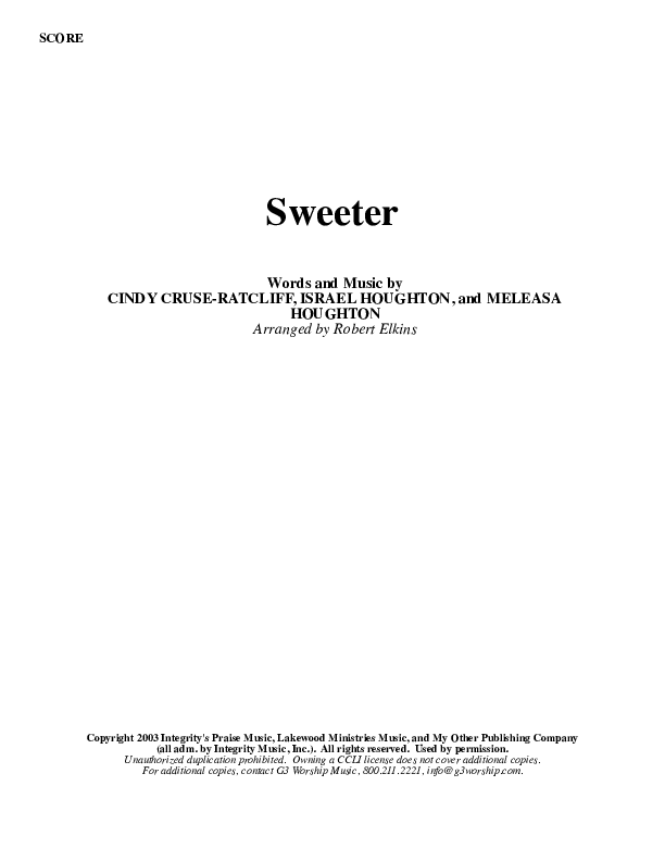 Sweeter Conductor's Score (G3 Worship)