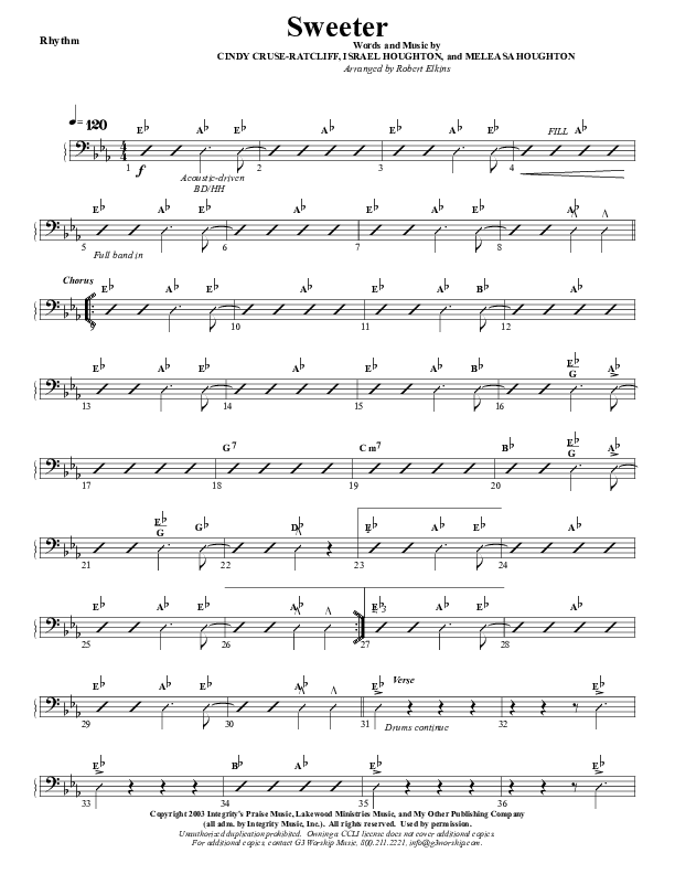 Sweeter Rhythm Chart (G3 Worship)