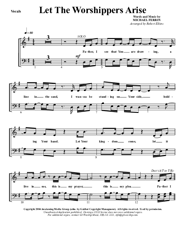 Let The Worshippers Arise Choir Sheet (G3 Worship)
