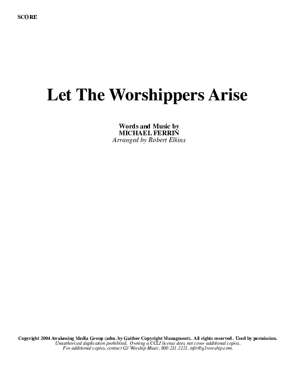 Let The Worshippers Arise Conductor's Score (G3 Worship)