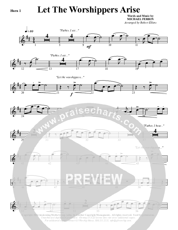 Let The Worshippers Arise French Horn 1 (G3 Worship)