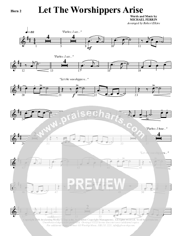 Let The Worshippers Arise French Horn 2 (G3 Worship)