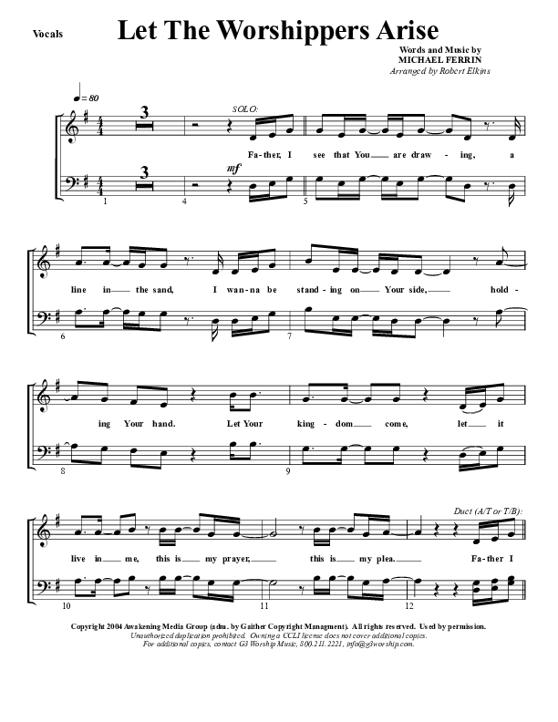 Let The Worshippers Arise Lead Sheet (G3 Worship)