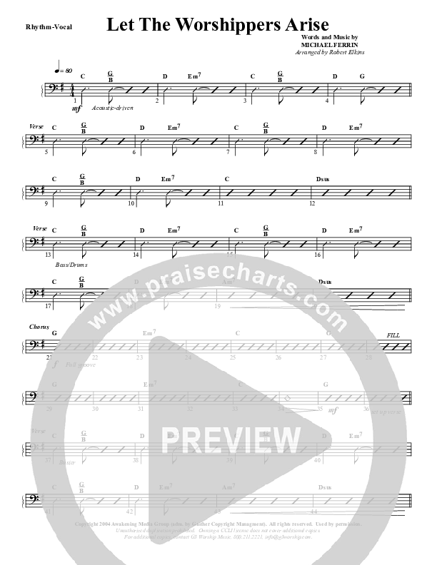 Let The Worshippers Arise Rhythm Chart (G3 Worship)