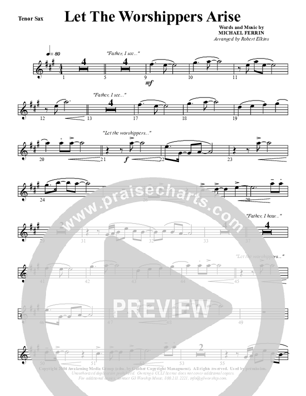 Let The Worshippers Arise Tenor Sax 2 (G3 Worship)