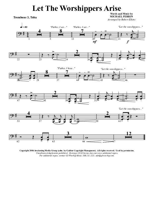 Let The Worshippers Arise Trombone 3/Tuba (G3 Worship)