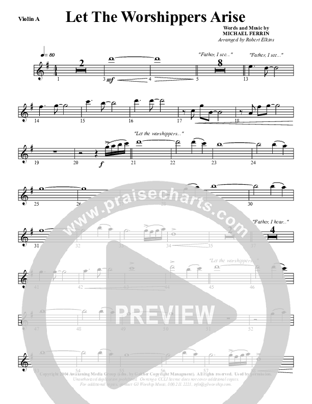 Let The Worshippers Arise Violin 1 (G3 Worship)