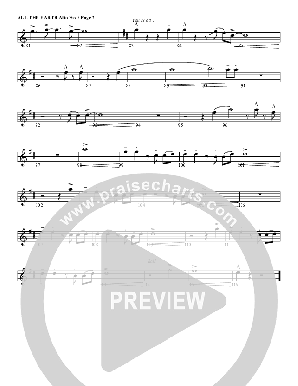 All The Earth Will Sing Your Praises Alto Sax (G3 Worship)